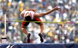 an athlete in a high-jump event