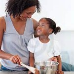 a woman (mom) with her daughter