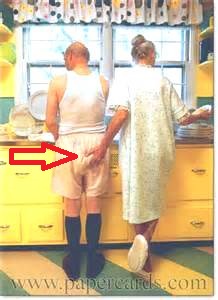(a woman goosing her husband)