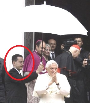 Papal majordomo, holding an umbrella for the Pope