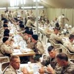 the mess (a group of people eating together) & the mess (the place where people eat their meals — a mess hall)