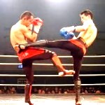 our kick-boxer met his match (i.e. his opponent is as strong as he is)