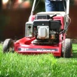 (mowing a lawn)