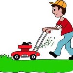 a mower man mowing a lawn with a lawn mower