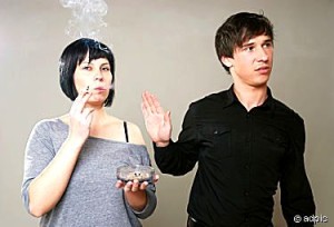 a smoker (L) and a nonsmoker (R)