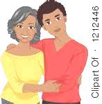 a young man with his old lady (mother)