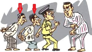 a police officer with two offenders