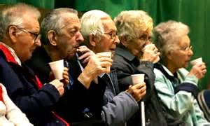 old age pensioners waiting for their pension, UK