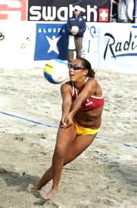 a receiver of a serve in a beachball game