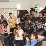 news reporters collecting information