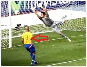 a football/soccer scorer scoring a goal