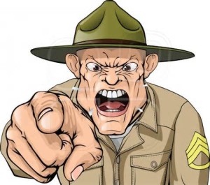 a military sergeant giving some friendly orders