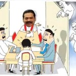 a satirical cartoon of a politician as a spiritualist 