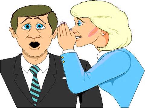 a stool pigeon (R) passing on secret information to a man